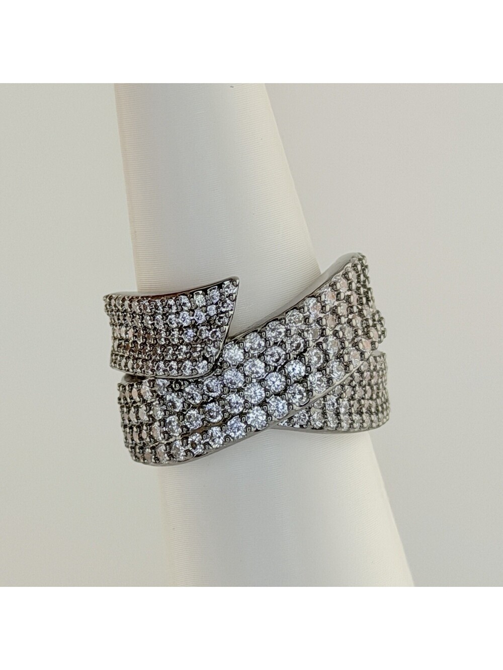 Bomb Party Ring Size 8 "Two Sides Of The Moon" Clear CZ on Hematite
